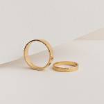 Gold narrow hammered wedding bands miniaturka 3