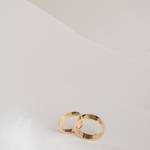 Gold wide hammered wedding bands miniaturka 2