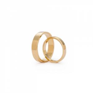 Unikalne ręcznie robione Obrączki płaskie wypolerowane złote