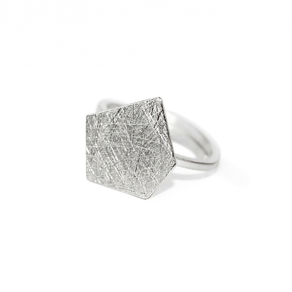 Silver edgy element ring