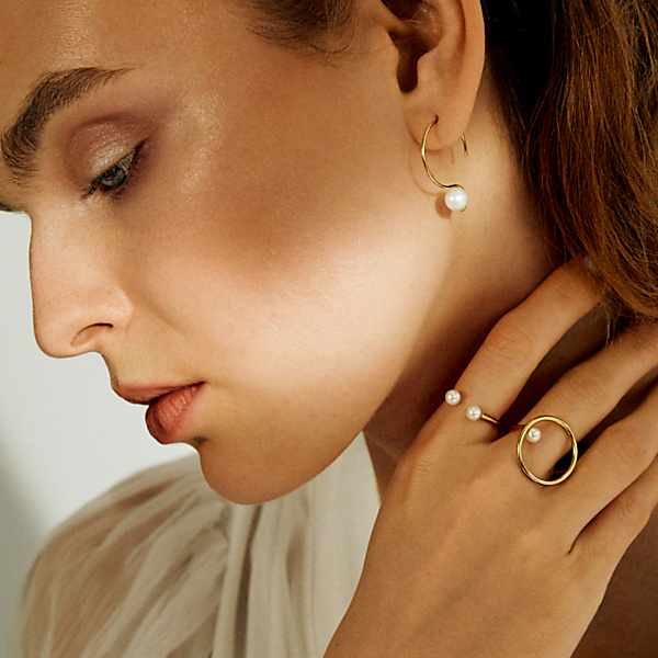 Złote złote kolczyki z perłami imagine 03