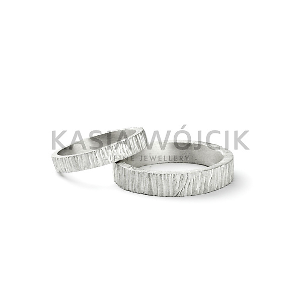 Silver cutted wedding rings