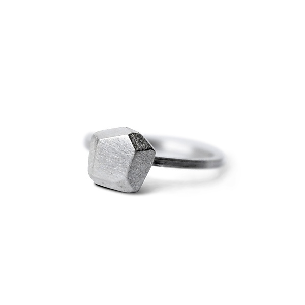 Silver uncut two ring