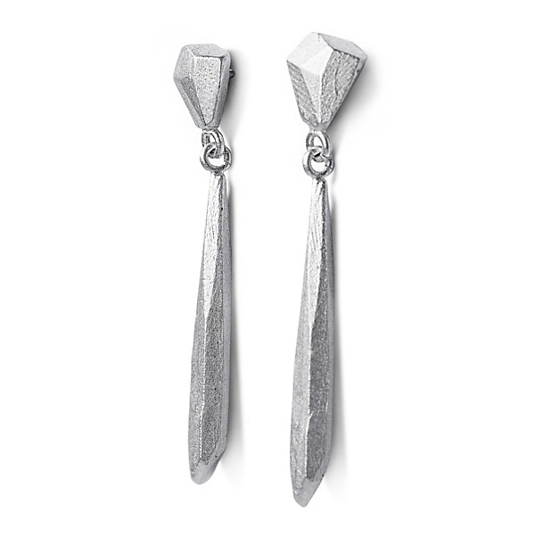 Silver long amulets earrings