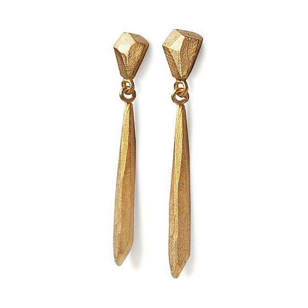 Goldplated long amulets gold earrings