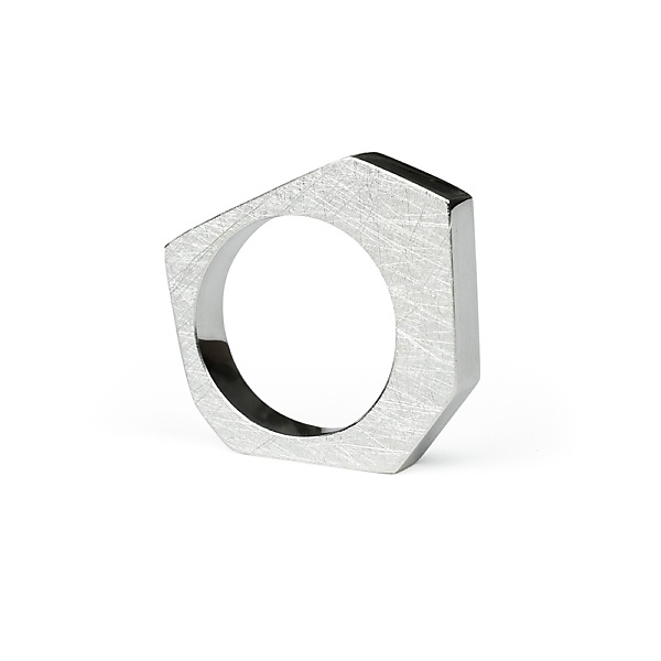 Silver edgy lite ring