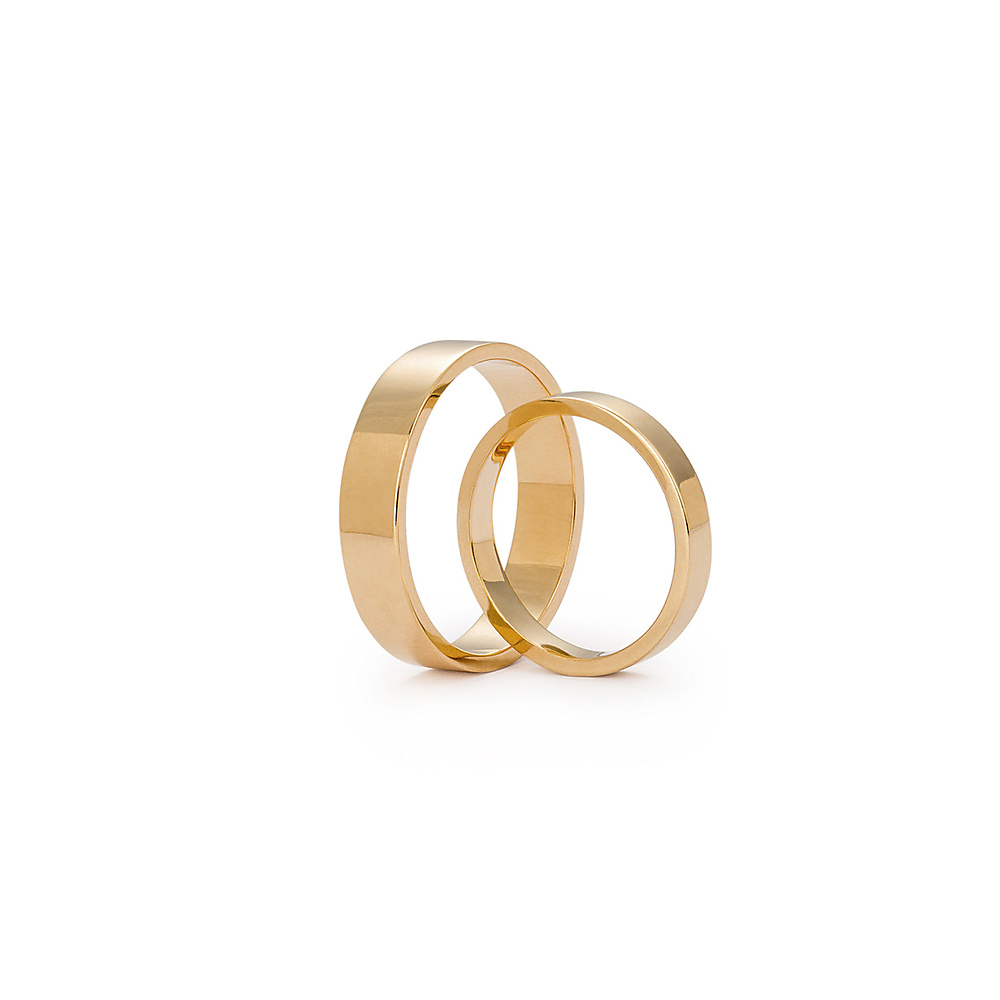 Gold flat wedding bands - ręcznie wykonana bezkompromisowa biżuteria