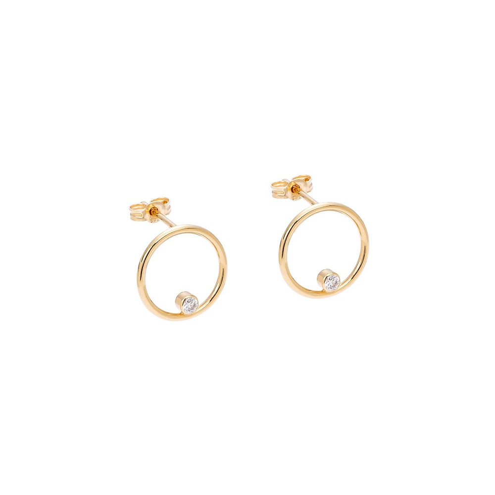 Gold infinity 02 earrings with diamonds