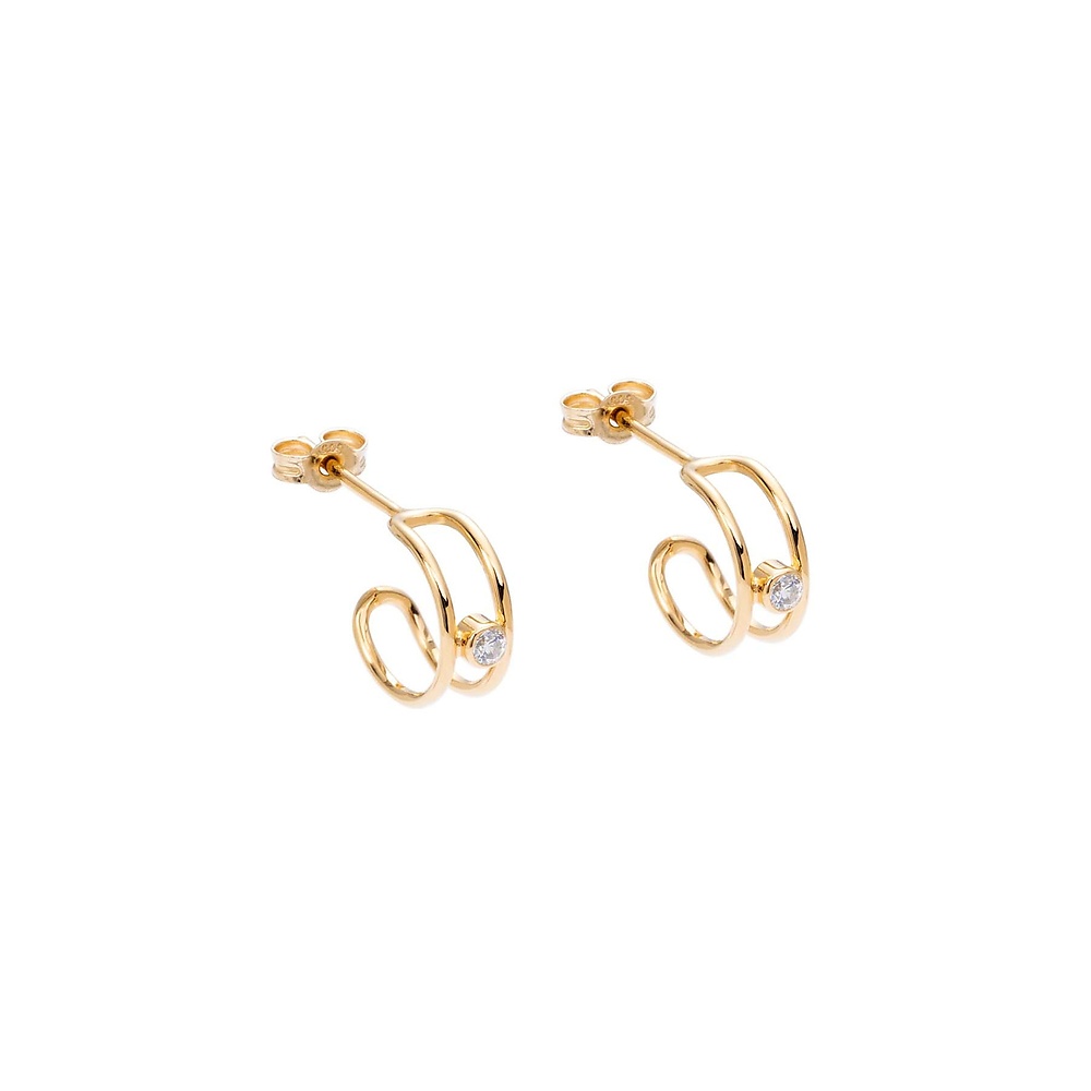 Gold infinity 03 earrings with diamonds - ręcznie wykonana bezkompromisowa biżuteria