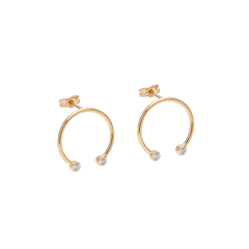 Gold infinity 07 earrings with diamonds
