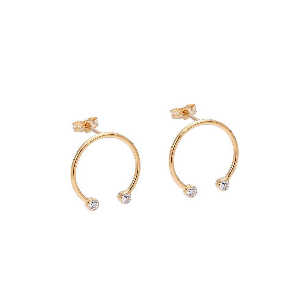 Gold infinity 07 earrings with diamonds - ręcznie wykonana bezkompromisowa biżuteria
