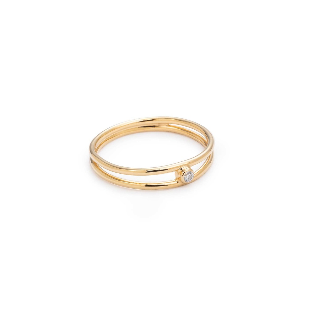 Gold infinity 06 ring with diamond - ręcznie wykonana bezkompromisowa biżuteria