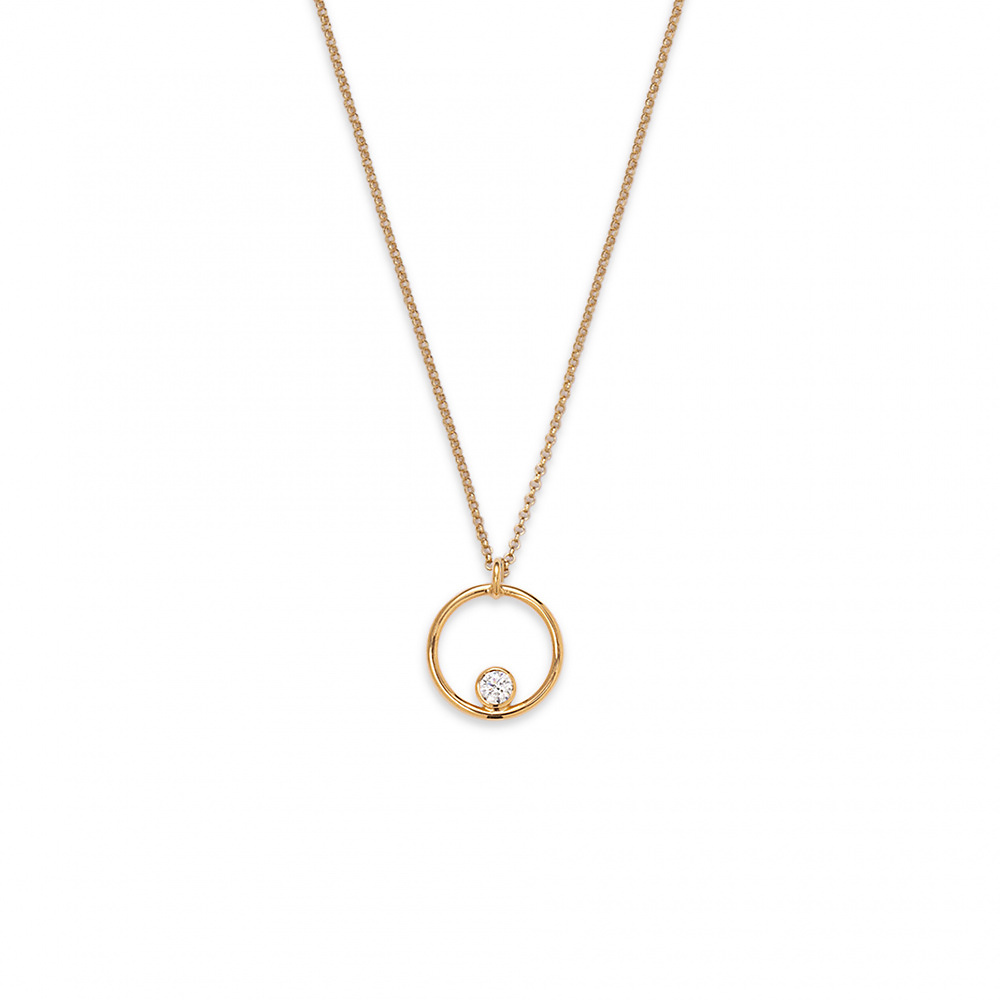 Gold infinity 02 necklace with 0.06 ct diamond - ręcznie wykonana bezkompromisowa biżuteria