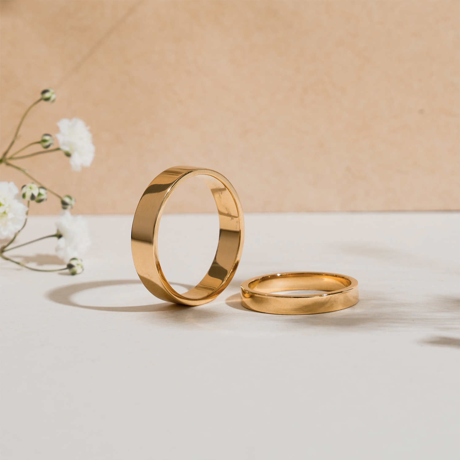 Gold flat wedding bands dodatkowe zdjęcie 1