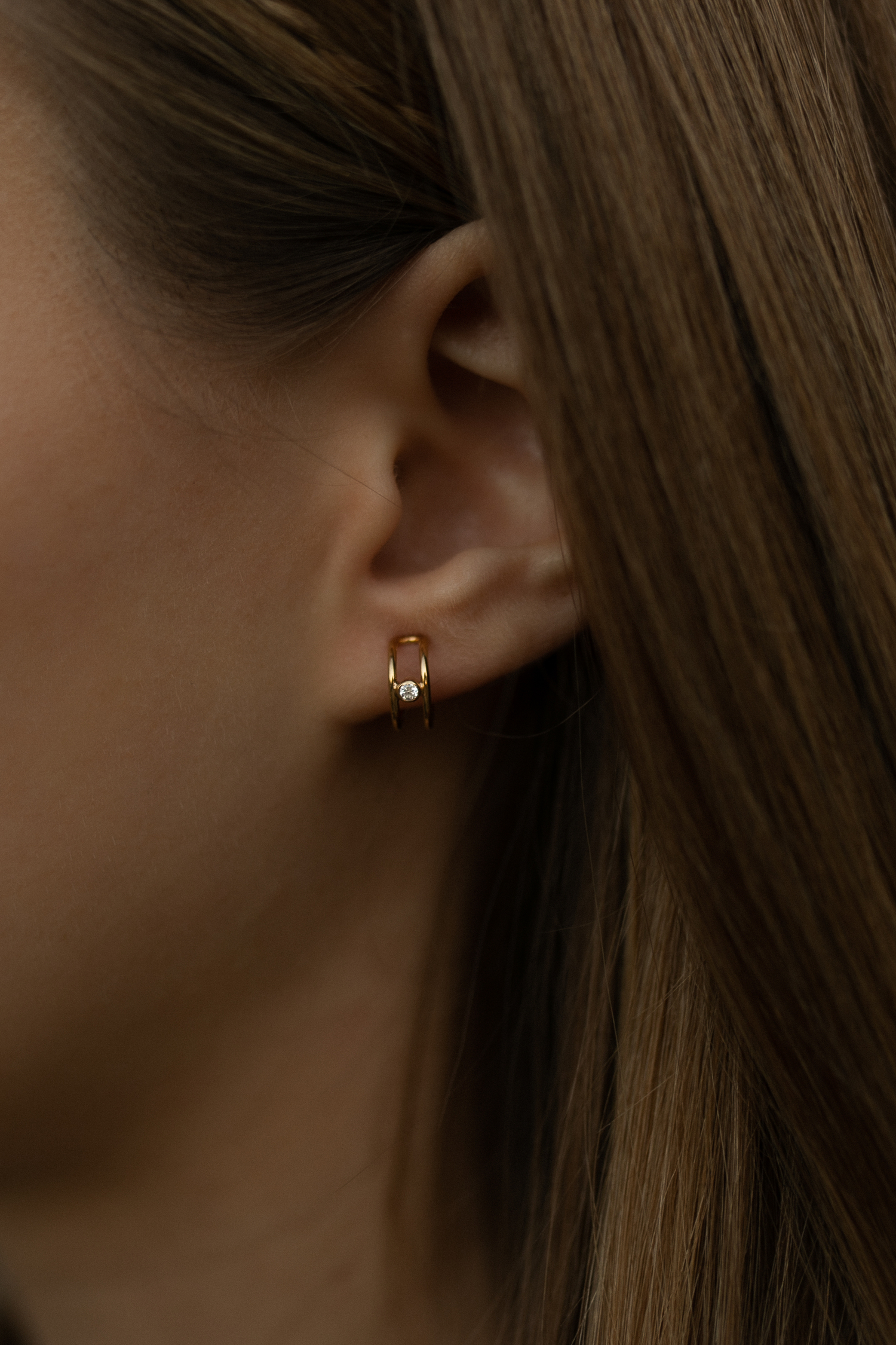 Gold infinity 03 earrings with diamonds dodatkowe zdjęcie 1