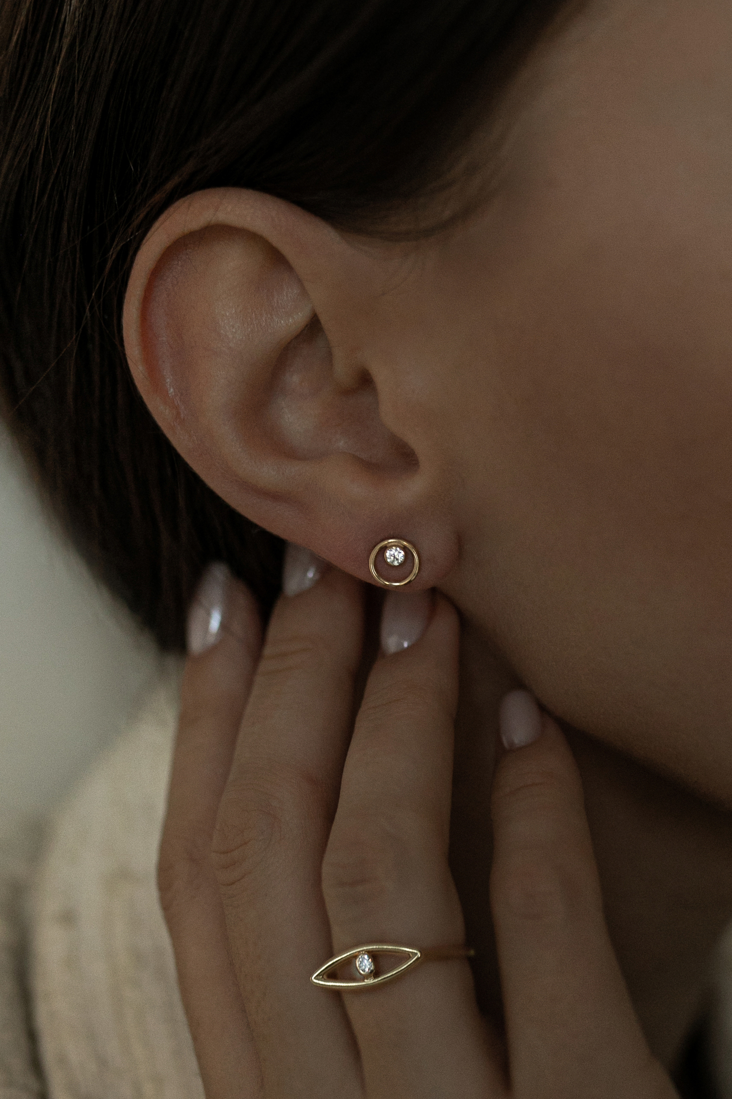 Gold infinity 05 earrings with diamonds dodatkowe zdjęcie 1