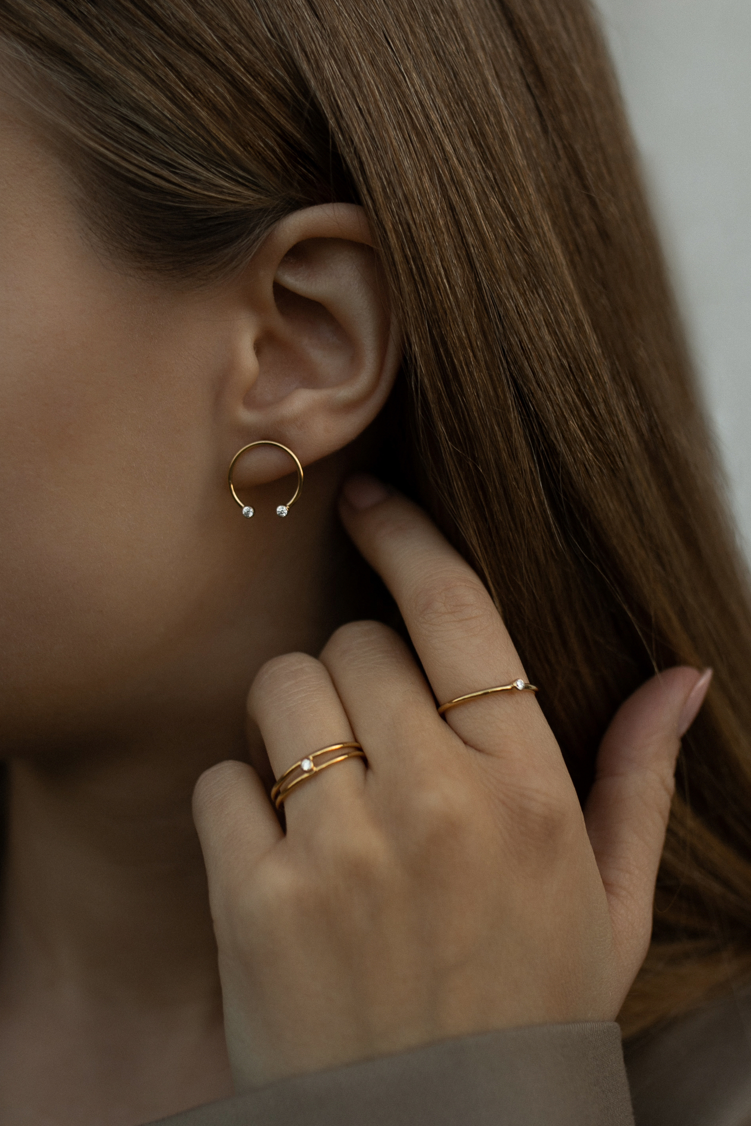 Gold infinity 07 earrings with diamonds dodatkowe zdjęcie 1