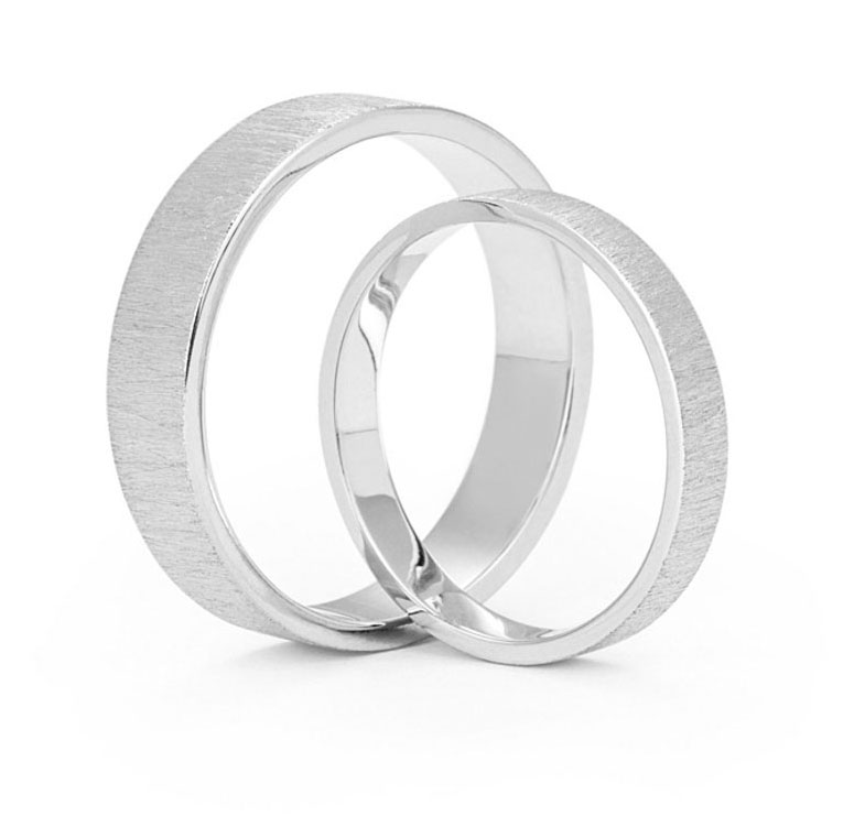 Obrączki ślubne białe złoto matowione